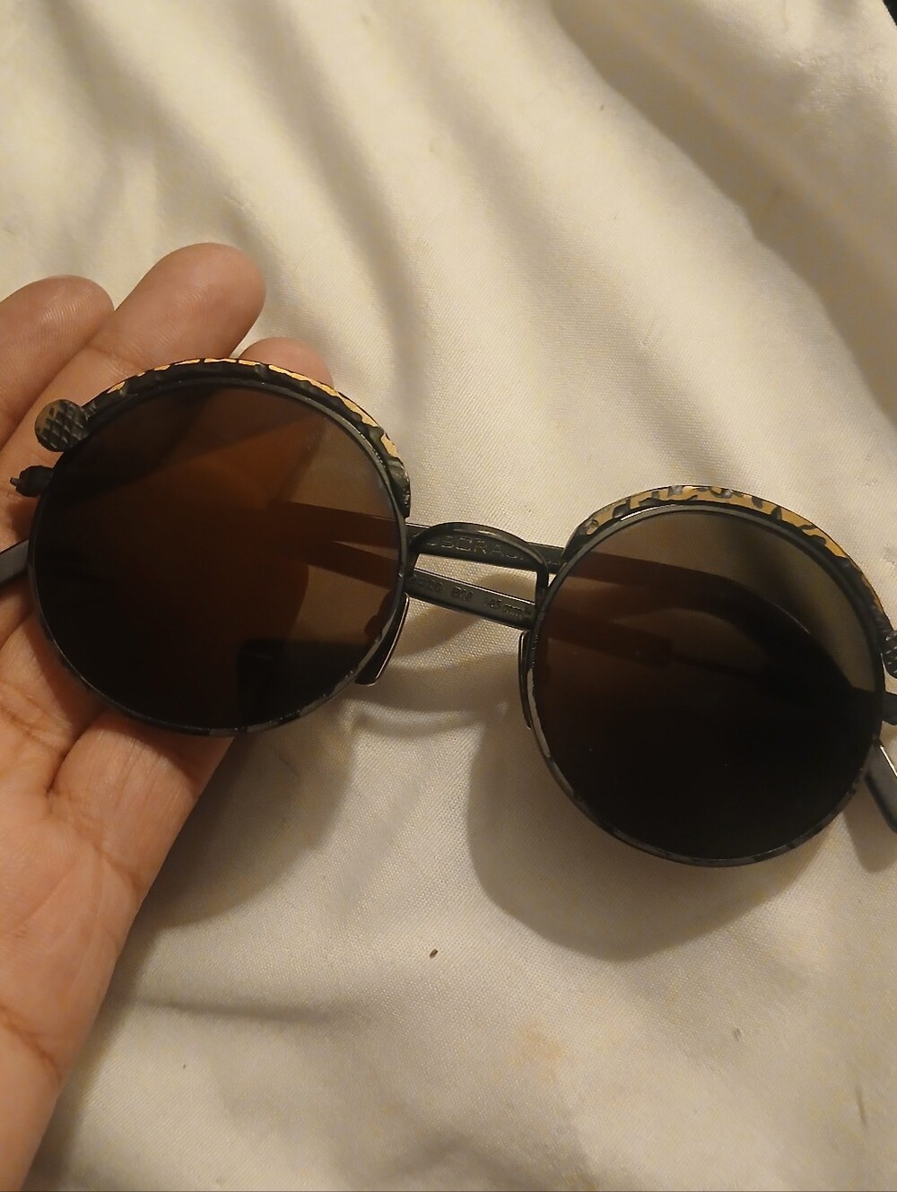 Rare KUBORAUM berlin Maske Zi Round Black and Brass Women’s Sunglasses